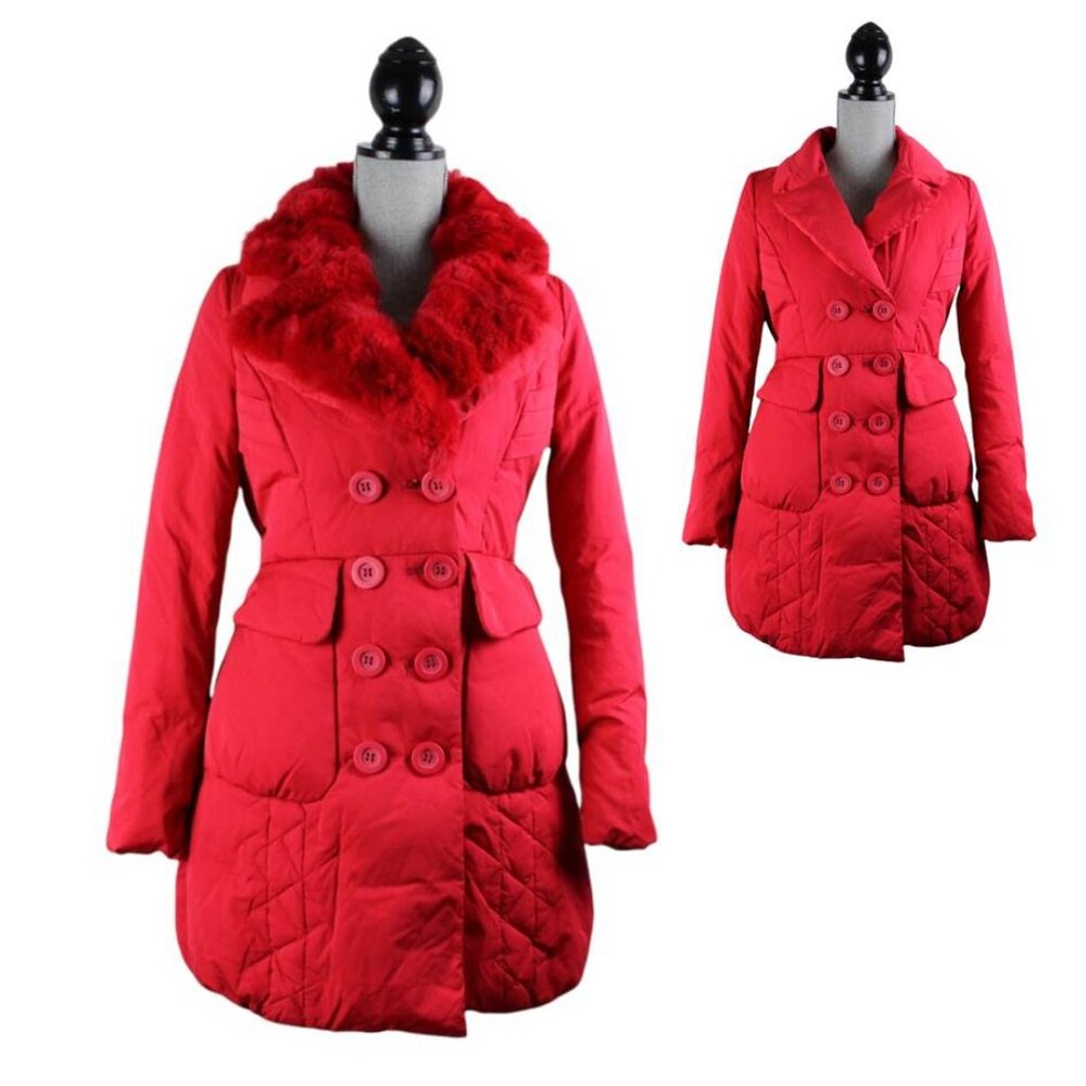 Bridge & House Red Detachable Fur Collar Down Coat